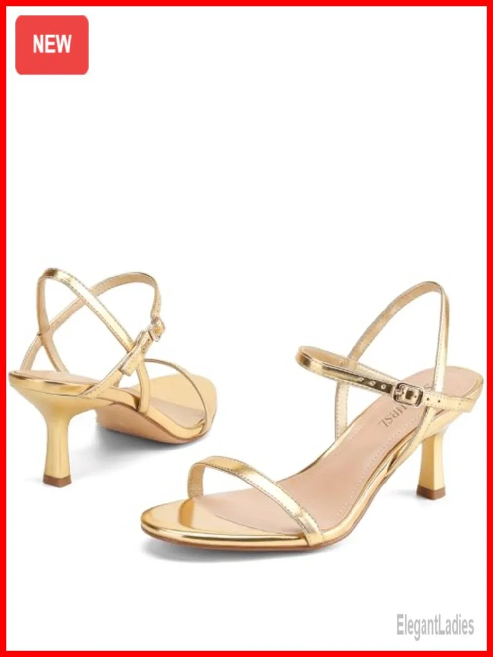 Kitten Heels for Women Round Open Toe Strappy Low Heeled Sandals